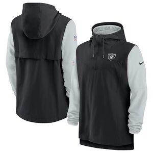 Mens Nike Las Vegas Raiders Player Quarter-Zip Hoodie Jacket Black/Silver Size L